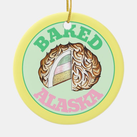 Gebakken Bombe Alaska Ice Cream Cake Dessert Voeds Keramisch Ornament (Voorkant)