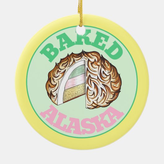 Gebakken Bombe Alaska Ice Cream Cake Dessert Voeds Keramisch Ornament (Achterkant)