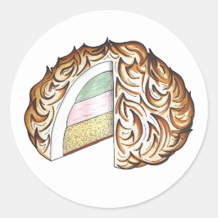 Gebakken Bombe Alaska Ice Cream Cake Dessert Voeds Ronde Sticker