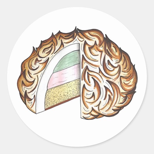 Gebakken Bombe Alaska Ice Cream Cake Dessert Voeds Ronde Sticker (Voorkant)