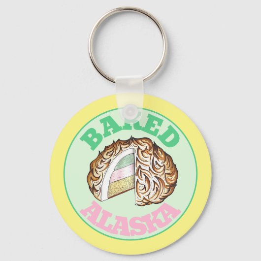 Gebakken Bombe Alaska Ice Cream Cake Dessert Voeds Sleutelhanger (Voorkant)