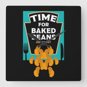 Gebakken bonen op toast vierkante klok