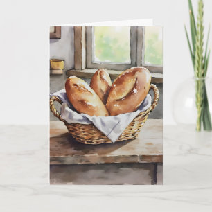 Gebakken brood in een mand boerderij esthetiek kaart