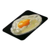 Gebakken ei op zwart: realistisch schilderij magneet (Linkerzijde)