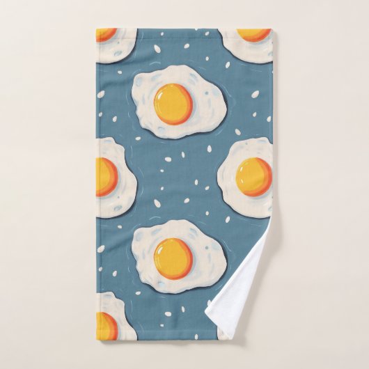 Gebakken eieren op blauw bad handdoek (Handdoek)