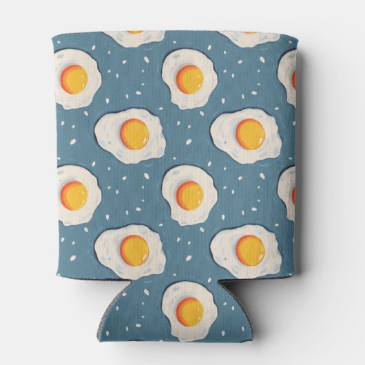 Gebakken eieren op blauw blikjeskoeler (Achterkant)