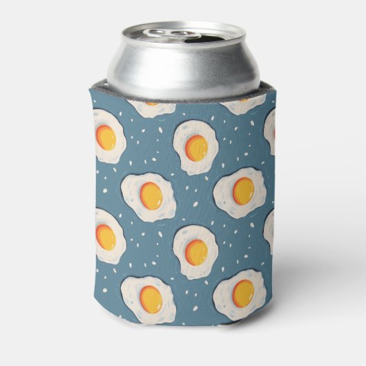 Gebakken eieren op blauw blikjeskoeler (Blikje Achterkant)