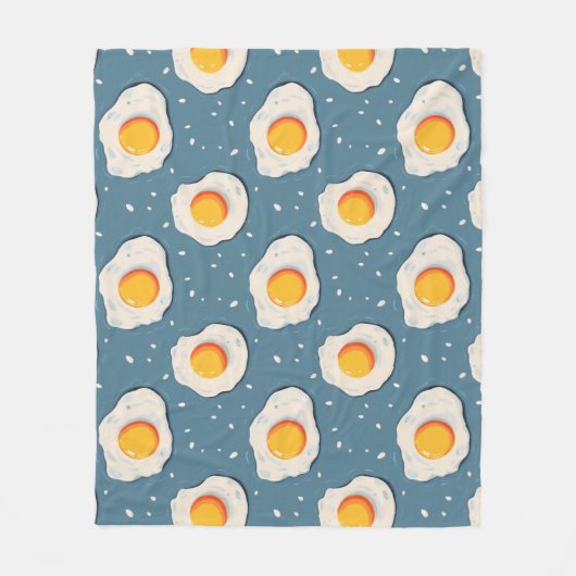 Gebakken eieren op blauw fleece deken (Voorkant)