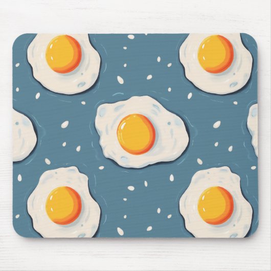 Gebakken eieren op blauw muismat (Voorkant)