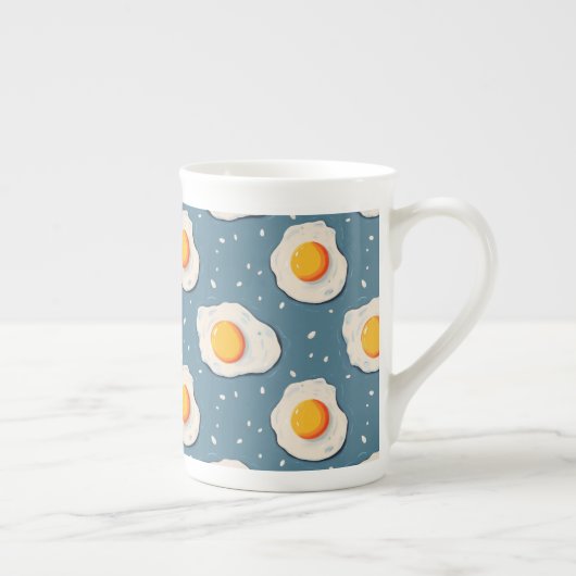 Gebakken eieren op blauw porselein kop (Rechts)