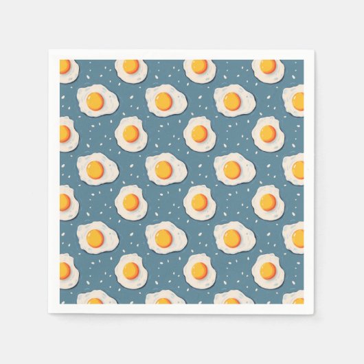 Gebakken eieren op blauw servet (Voorkant)