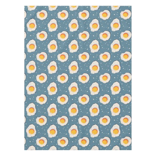 Gebakken eieren op blauw tafelkleed (Voorkant)