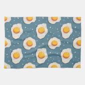 Gebakken eieren op blauw theedoek (Horizontaal)