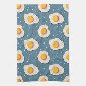 Gebakken eieren op blauw theedoek (Verticaal)