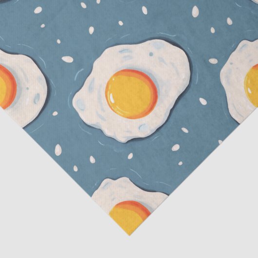 Gebakken eieren op blauw tissuepapier (Detail)