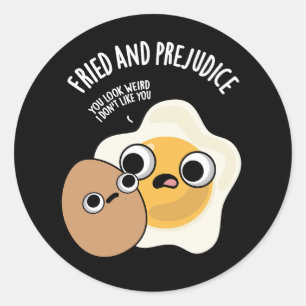 Gebakken en vooroordelen Grappig Ei Pun Dark BG Ronde Sticker