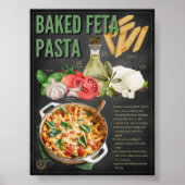 Gebakken Feta Pasta Recept Krijtbord Print (Voorkant)