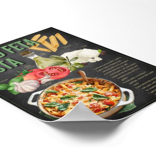 Gebakken Feta Pasta Recept Krijtbord Print (Hoek)