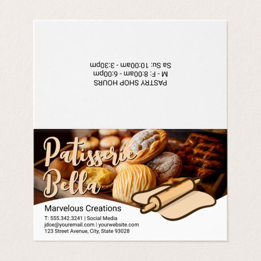 gebakken gebak | Rolling Pin and Dough Visitekaartje (Buitenkant ongevouwen)