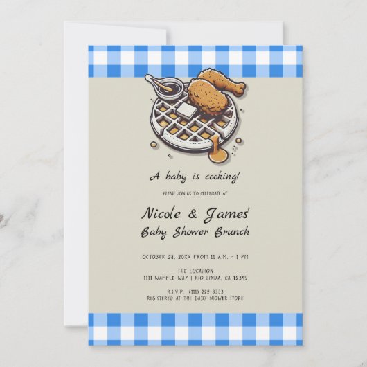 Gebakken kip en wafels Brunch Baby shower Kaart (Voorkant)
