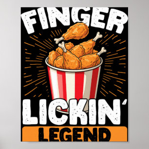 Gebakken Kip Finger Lickin Legendarische Kippenvle Poster
