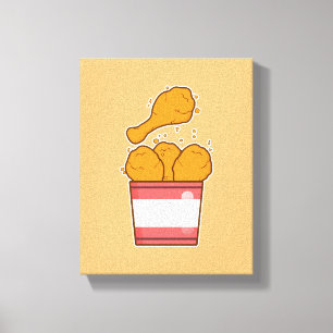 Gebakken kip met emmer canvas afdruk