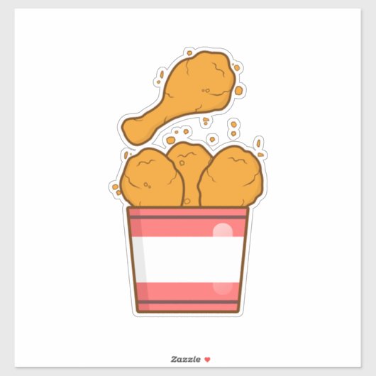 Gebakken kip met emmer sticker (Vel)