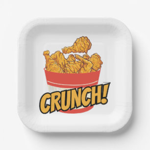 gebakken kip papieren bordje