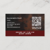 Gebakken kippenbedrijf | Rode donkere barcode Visitekaartje (Voorkant)