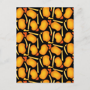 Gebakken kippenbeten en aardappelfriet briefkaart
