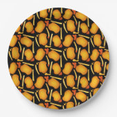 Gebakken kippenbeten en aardappelfriet papieren bordje (Voorkant)