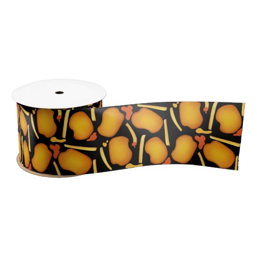 Gebakken kippenbeten en aardappelfriet satijnen lint (Spoel)