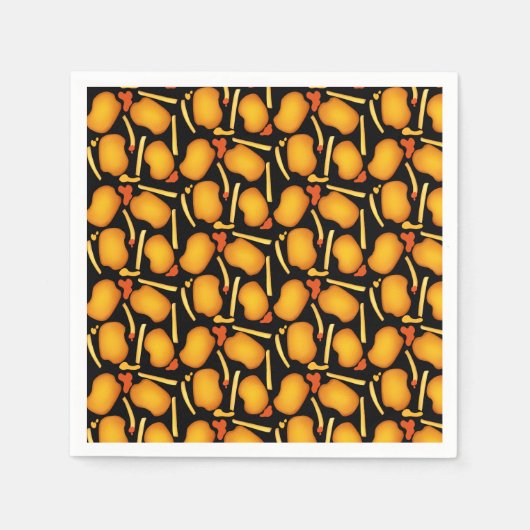 Gebakken kippenbeten en aardappelfriet servet (Voorkant)