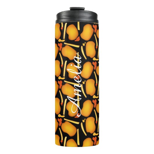 Gebakken kippenbeten en aardappelfriet thermosbeker (Voorkant)