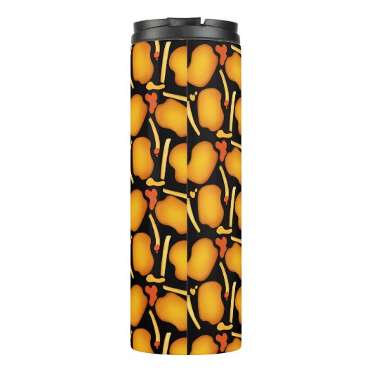 Gebakken kippenbeten en aardappelfriet thermosbeker (Achterkant)