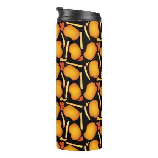 Gebakken kippenbeten en aardappelfriet thermosbeker (Geroteerd rechts)