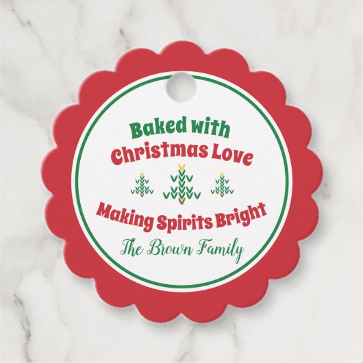 Gebakken met kerstliefde - kerstboom bedankjes labels (Voorkant)