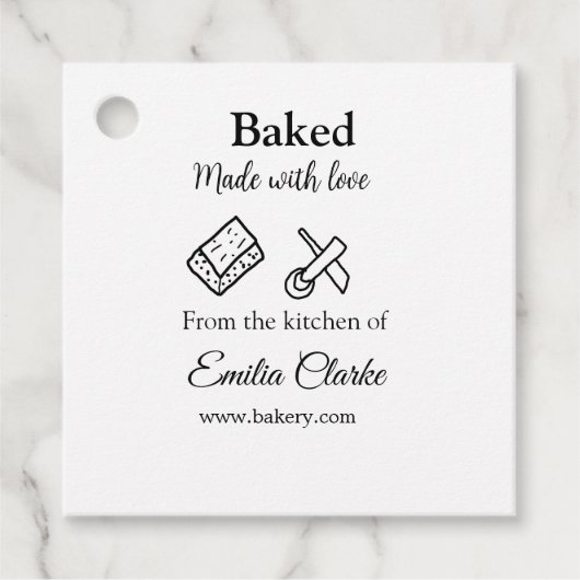 Gebakken met liefde bakkerij bedrijf voeg naam tex bedankjes labels (Voorkant)