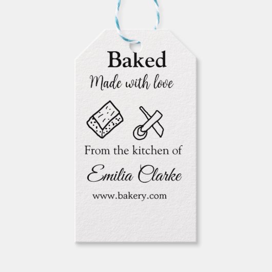 Gebakken met liefde bakkerij bedrijf voeg naam tex cadeaulabel (Voorkant)