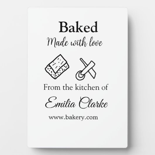 Gebakken met liefde bakkerij bedrijf voeg naam tex fotoplaat (voorkant)