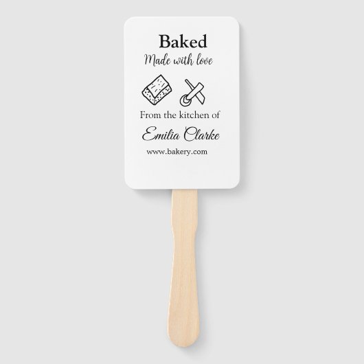 Gebakken met liefde bakkerij bedrijf voeg naam tex handwaaier (Voorkant)