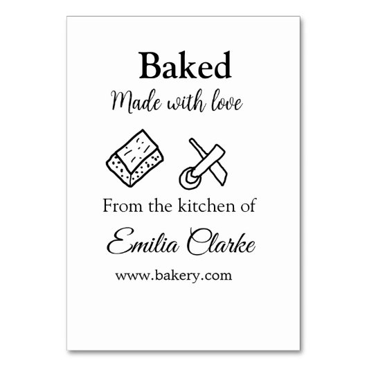 Gebakken met liefde bakkerij bedrijf voeg naam tex kaart (Voorkant)