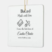 Gebakken met liefde bakkerij bedrijf voeg naam tex keramisch ornament (Links)