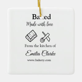 Gebakken met liefde bakkerij bedrijf voeg naam tex keramisch ornament