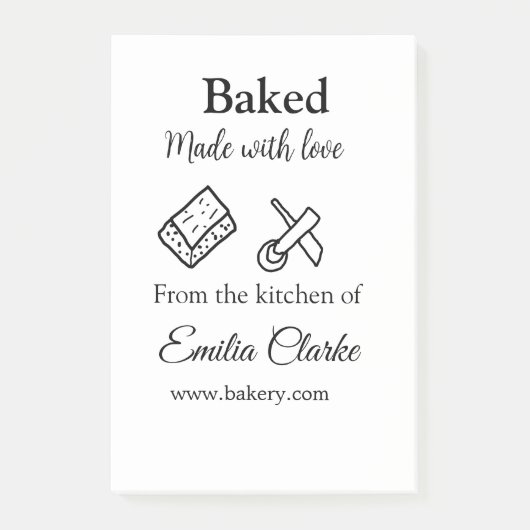 Gebakken met liefde bakkerij bedrijf voeg naam tex post-it® notes (Voorkant)