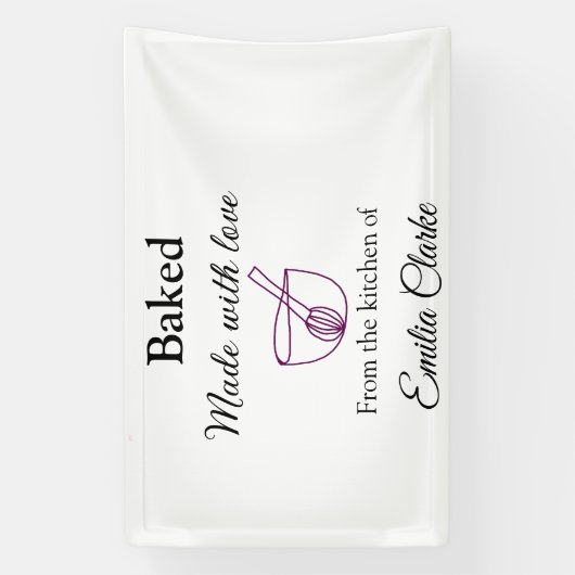 Gebakken met liefde bakkerij bedrijf voeg naam tex spandoek (Verticaal)