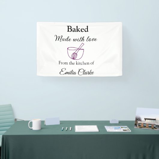 Gebakken met liefde bakkerij bedrijf voeg naam tex spandoek (Beurs)