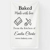 Gebakken met liefde bakkerij bedrijf voeg naam tex spandoek (Verticaal)