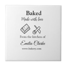 Gebakken met liefde bakkerij bedrijf voeg naam tex tegeltje