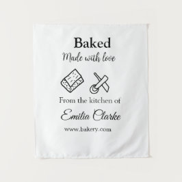 Gebakken met liefde bakkerij bedrijf voeg naam tex wandkleed